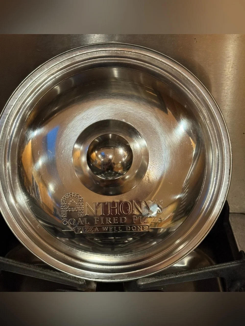 Anthony Coal Fired Pizza: Promo: Stainless Steel Pan 9.5” Lid Only - Silver